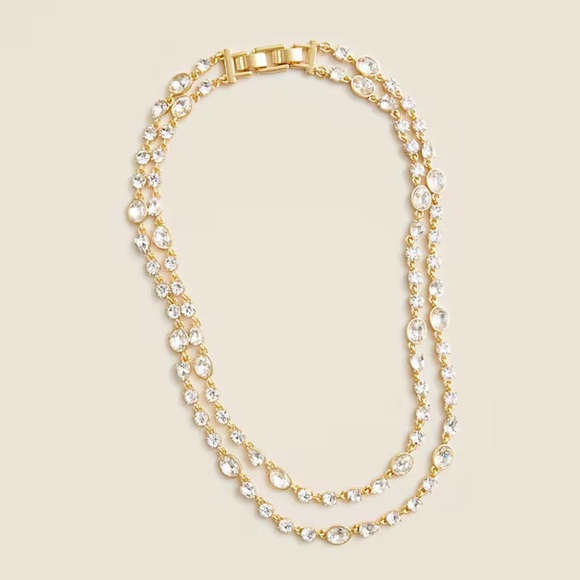 J. Crew Layered Gold Necklace with Clear Crystals NWT - SOLD OUT - Picture 8 of 8
